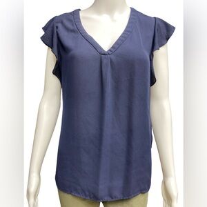 Philosophy Navy V-Neck Flutter Sleeve Blouse